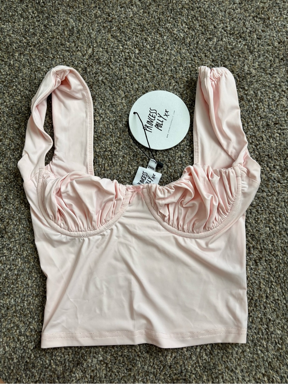 Princess Polly Pale Pink Ruched Underwire Crop Bralette